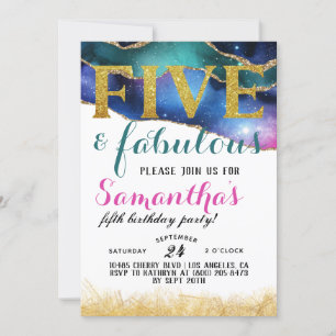 Invitation d'anniversaire de cinq filles fabuleuse