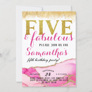 Invitation d'anniversaire de cinq filles fabuleuse