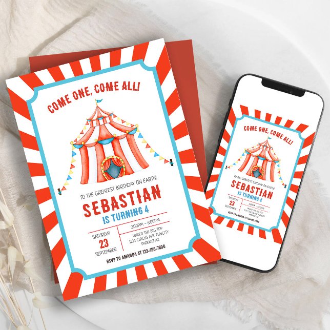 Invitation d'anniversaire de cirque de carnaval (Créateur téléchargé)