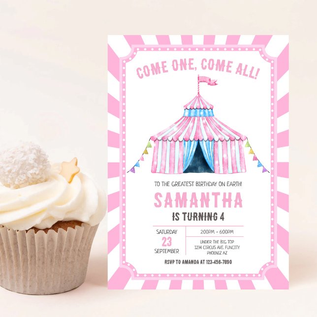 Invitation d'anniversaire de cirque de carnaval (Créateur téléchargé)
