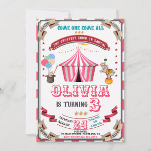 Invitation d'anniversaire de cirque Enfants du Car