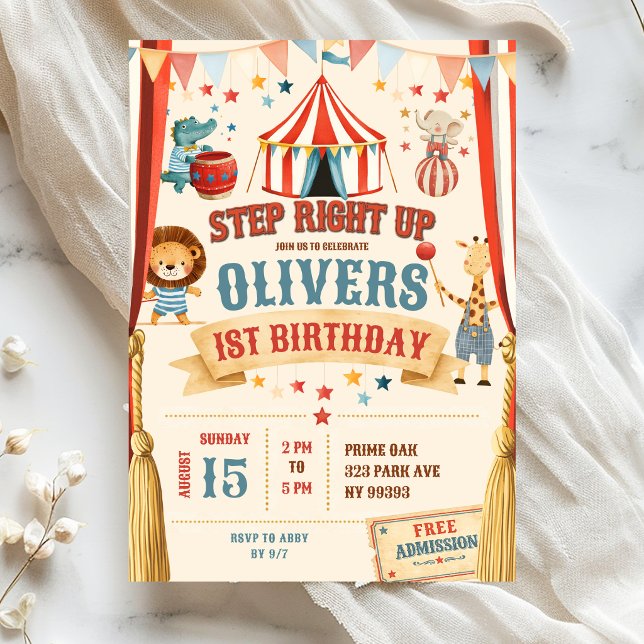 Invitation d'anniversaire de cirque Step Right Up (Créateur téléchargé)