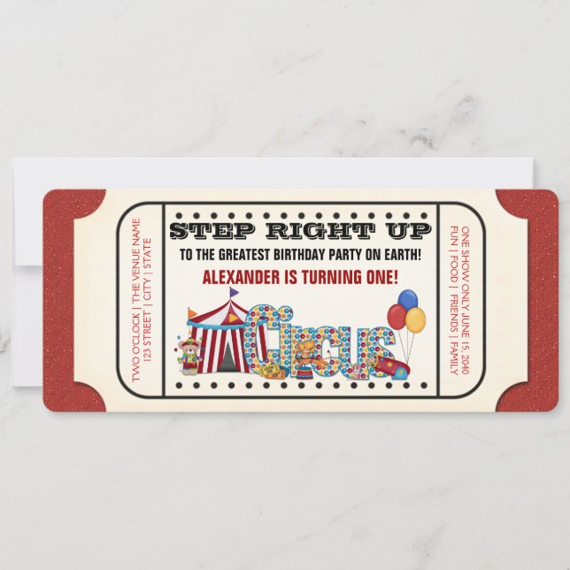 Invitation d'anniversaire de cirque vintage (Devant)