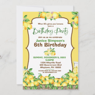 Invitation d'anniversaire de citron