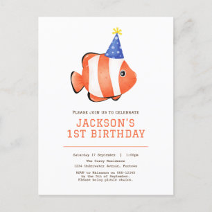 Invitation d'anniversaire de clown sous la mer