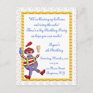 Invitation d'anniversaire de clowns en jonglage