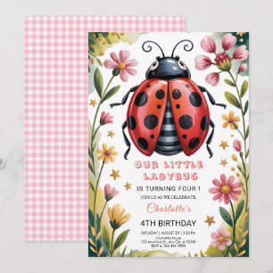 Invitation d'anniversaire de coccinelle mignonne p