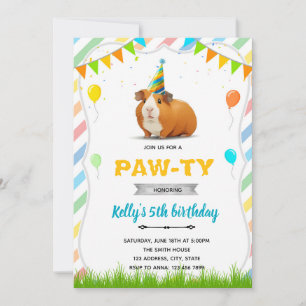 Invitation d'anniversaire de cochon d'Inde