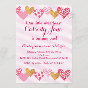 Invitation d'anniversaire de coeur d'amoureux