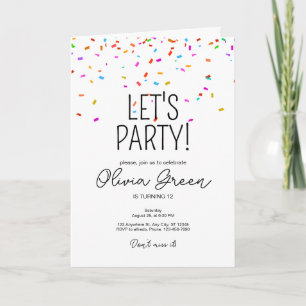 Invitation d'anniversaire de confetti simple et co