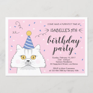 Invitation d'anniversaire de confettis de Purrty