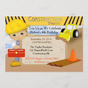 Invitation d'anniversaire de construction