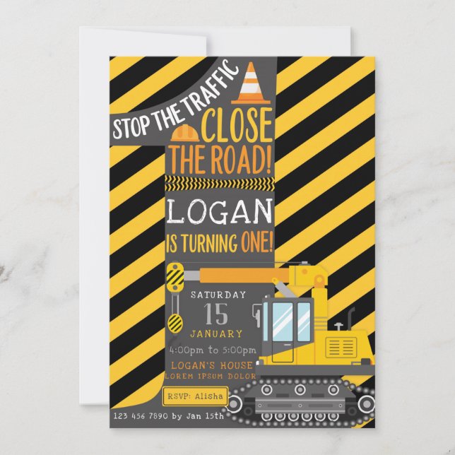 Invitation d'anniversaire de construction (Devant)