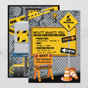 Invitation d'anniversaire de construction