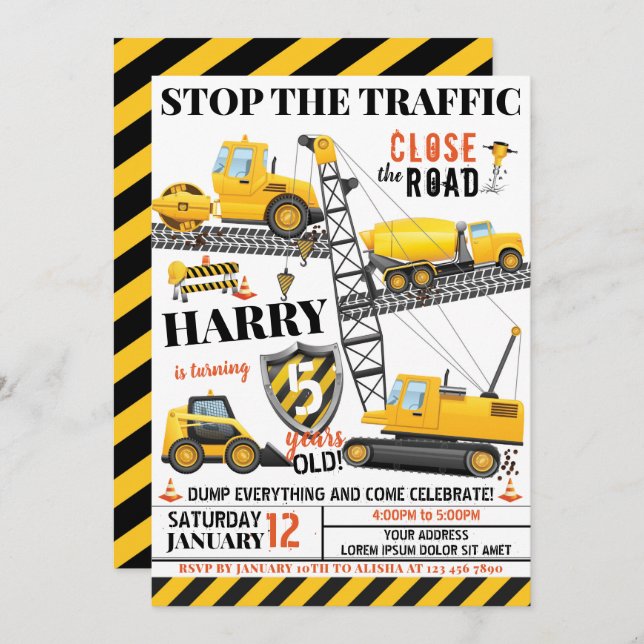 Invitation d'anniversaire de construction (Devant / Derrière)