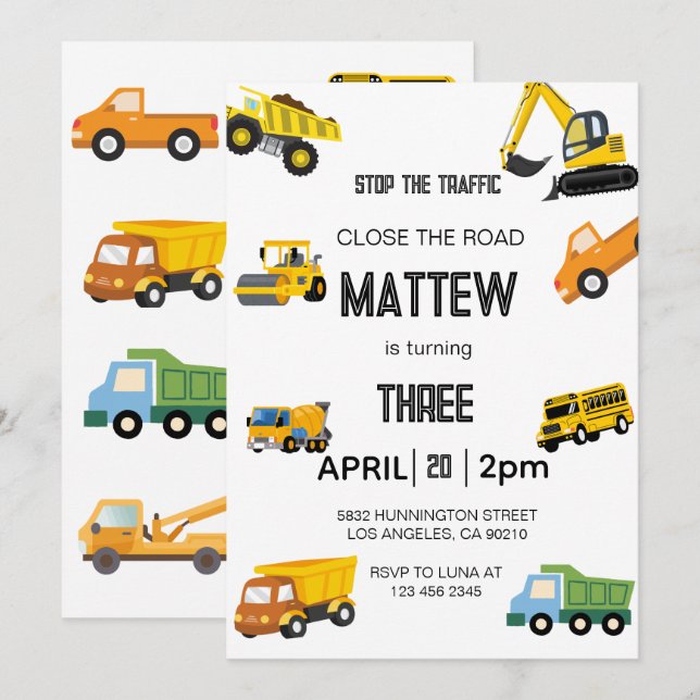 Invitation d'anniversaire de construction (Devant / Derrière)