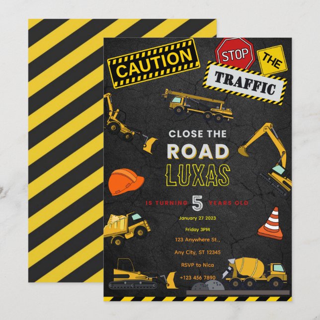 Invitation d'anniversaire de construction (Devant / Derrière)