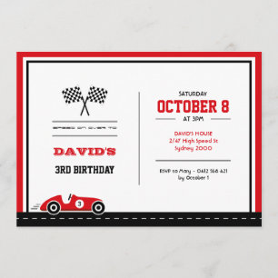 Invitation d'anniversaire de course de voiture