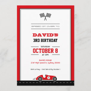 Invitation d'anniversaire de course de voiture