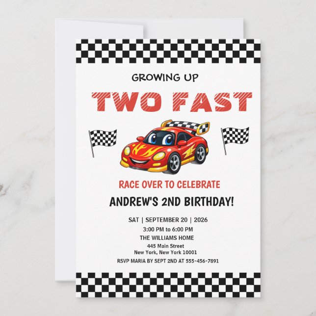 Invitation d'anniversaire de course de voiture rap (Devant)