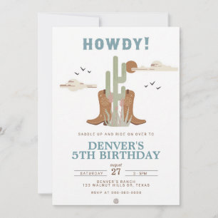 Invitation d'anniversaire de cow-boy de Wild West