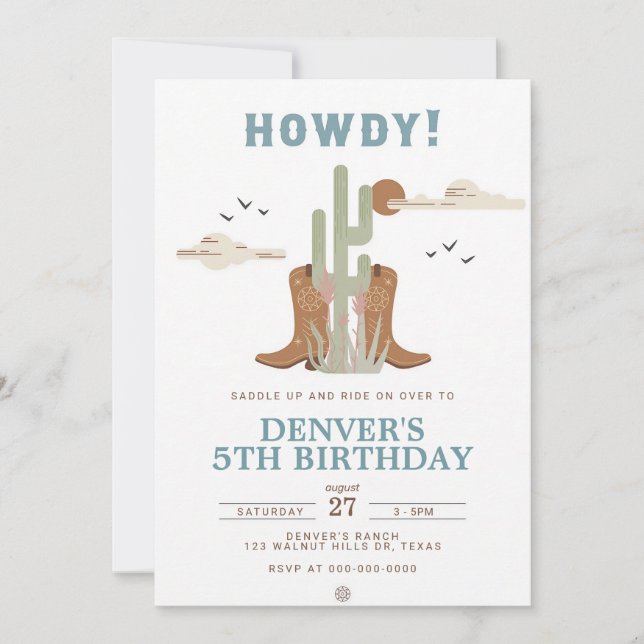Invitation d'anniversaire de cow-boy de Wild West (Devant)