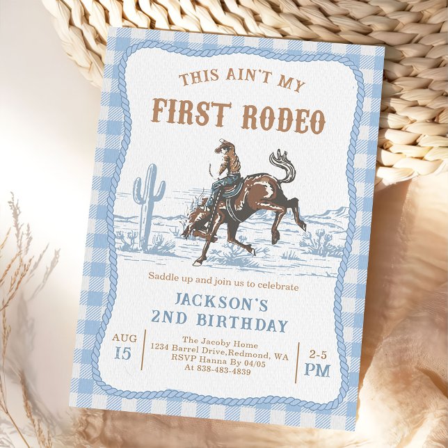 Invitation d'anniversaire de cow-boy occidental bl (Créateur téléchargé)