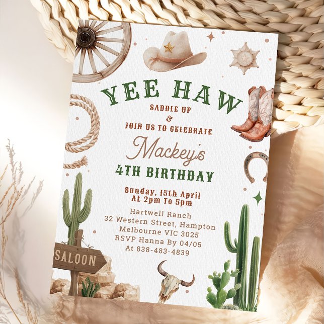 Invitation d'anniversaire de cow-boy western vinta (Créateur téléchargé)
