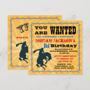 Invitation d'anniversaire de cowboy Bucking Bronco