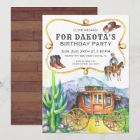 Invitation d'anniversaire de cowboy de l'étape de 