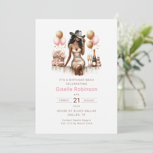 Invitation d'anniversaire de cowgirl (Debout devant)