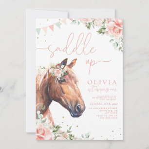 Invitation d'anniversaire de cowgirl à cheval