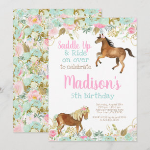 Invitation d'anniversaire de Cowgirl à cheval