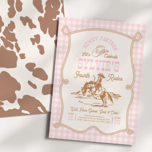 Invitation d'anniversaire de cowgirl à corde à car
