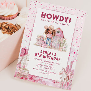 Invitation d'anniversaire de cowgirl féminine