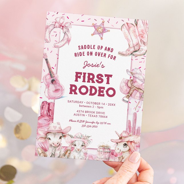Invitation d'anniversaire de cowgirl pour premier  (Créateur téléchargé)