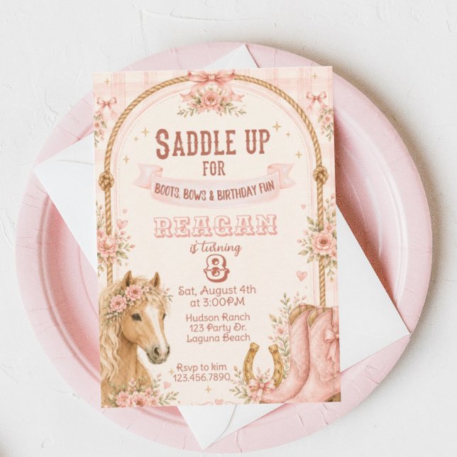 Invitation d'anniversaire de Cowgirl Rose | Annive (Créateur téléchargé)