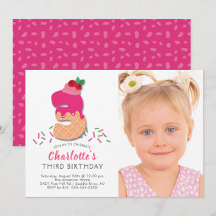 Invitation d'anniversaire de crème glacée de photo