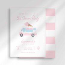 Invitation d'anniversaire de crème glacée rayée Pr