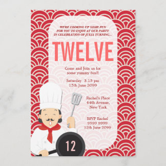 Invitation d'anniversaire de cuisine de chef de