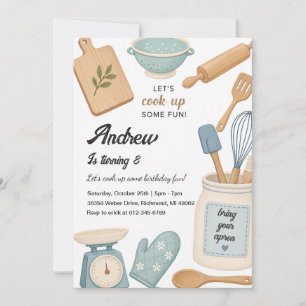 Invitation d'anniversaire de cuisine de chef perso