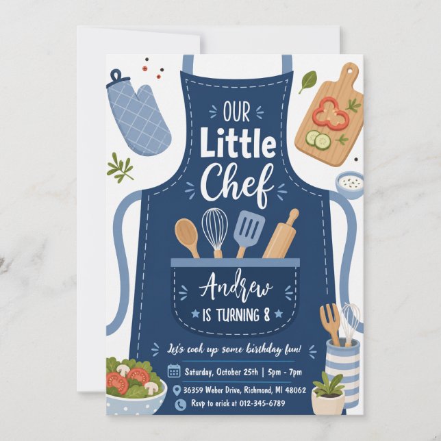 Invitation d'anniversaire de cuisine personnalisée (Devant)