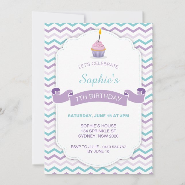 Invitation d'anniversaire de Cupcake - V2 (Devant)