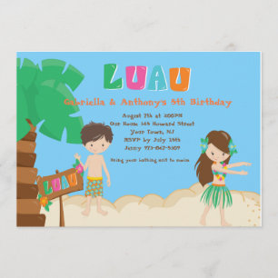 Invitation d'anniversaire de Cute Twins Boy & Girl