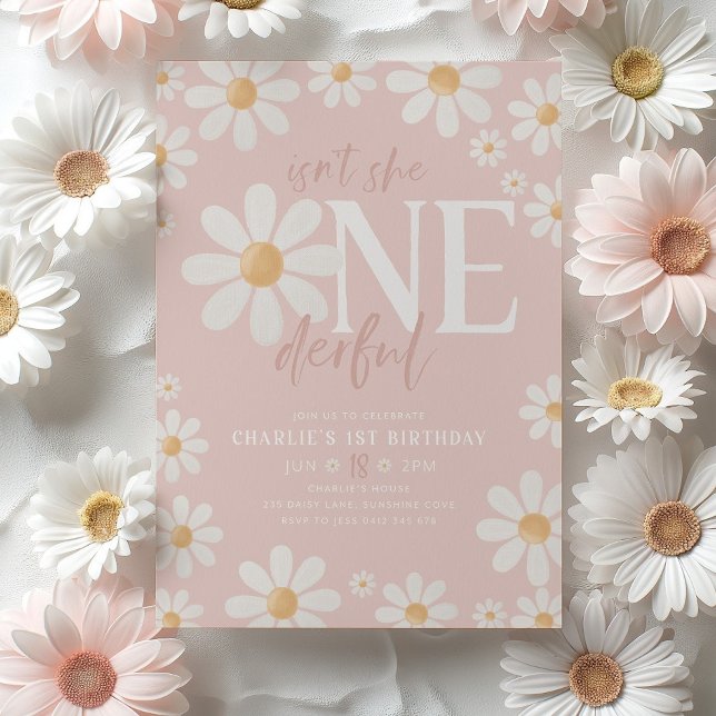 Invitation d'anniversaire de Daisy, Onederful Dais (Créateur téléchargé)
