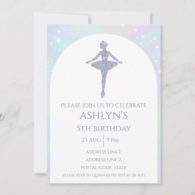 Invitation d'anniversaire de danseuse de ballet pe (Devant)