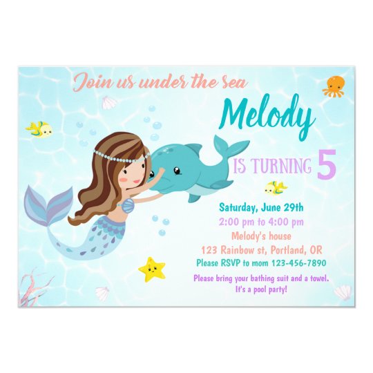 Invitation D Anniversaire De Dauphin Et De Sirene Zazzle Fr