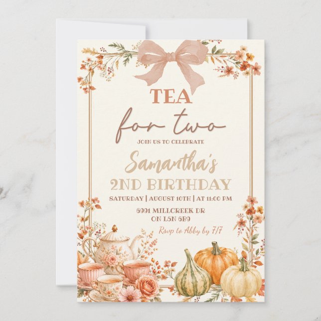 Invitation d'anniversaire de deux ans Coquette d'A (Devant)
