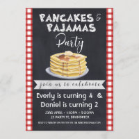 Invitation d'anniversaire de deux de noms Pjs de
