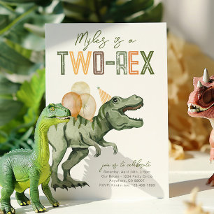 Invitation d'anniversaire de deux dinosaures